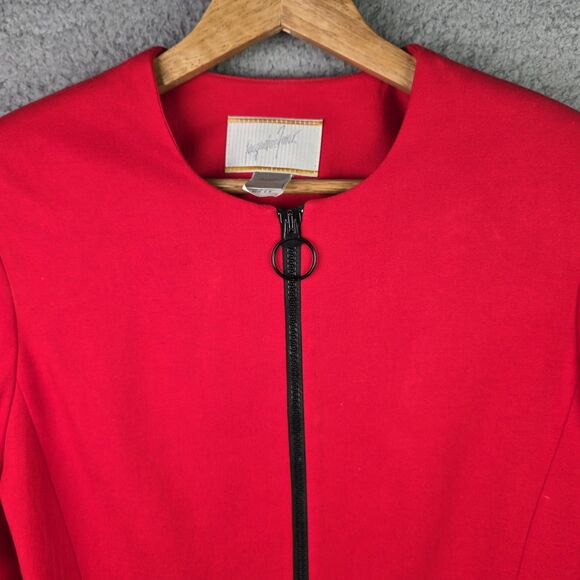 Vintage Jacqueline Ferrar Blazer Jacket Womens 8 Red Full Zipper Lined - Picture 7 of 10